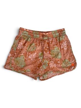 Billabong Coral and Mint Leaf Print Athletic Shorts